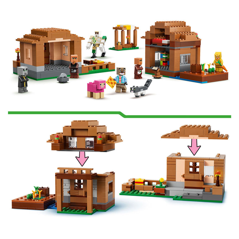 Chargez l'image dans la visionneuse de la galerie, Lego minecraft oproeper dorpsaanval speelgoed voor kinderen met 11 figuren uit de videogame 21596
