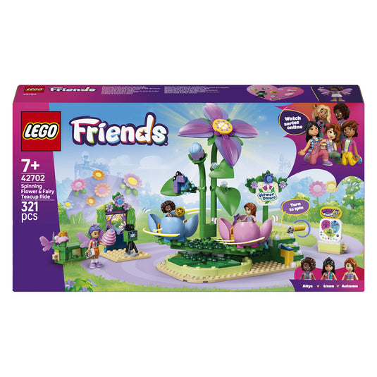 Lego friends draaiende theekopjesattractie met bloementhema speelgoed voor kinderen vanaf 7 jaar 42702