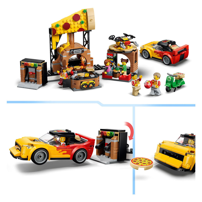 Afbeelding laden in galerijviewer, Lego city pizzacentrale met voertuigen pizza speelgoed voor kinderen 60496
