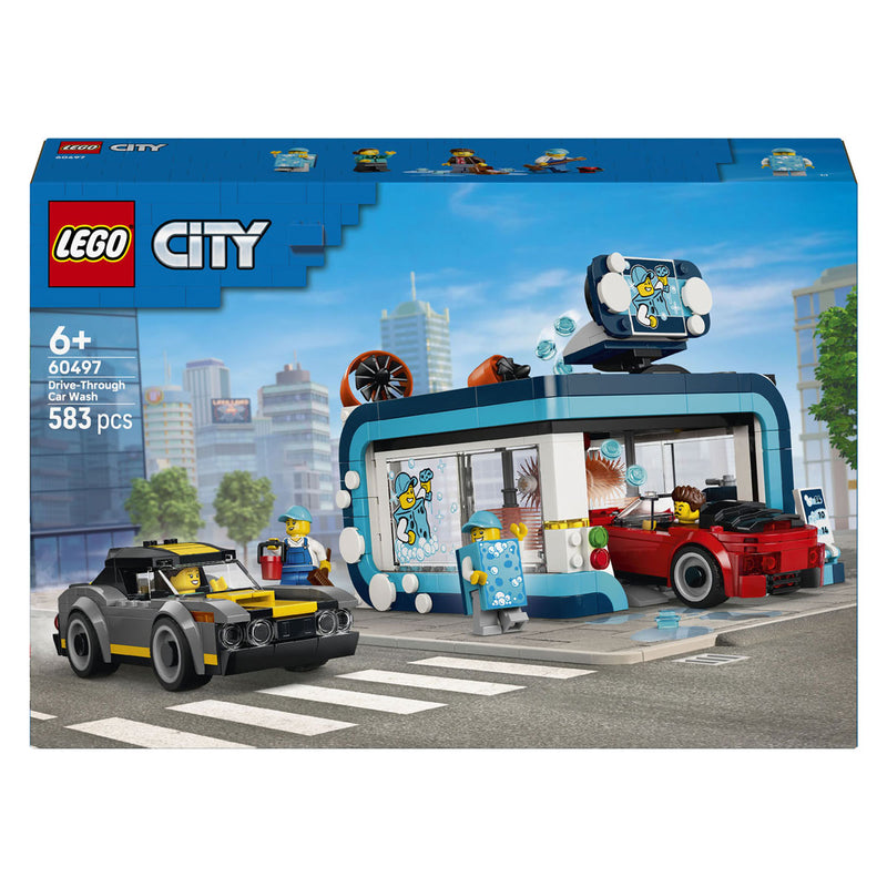 Cargue la imagen en el visor de la galería, Lego city autowasstraat auto bouwpakket voor kinderen vanaf 6 jaar 60497
