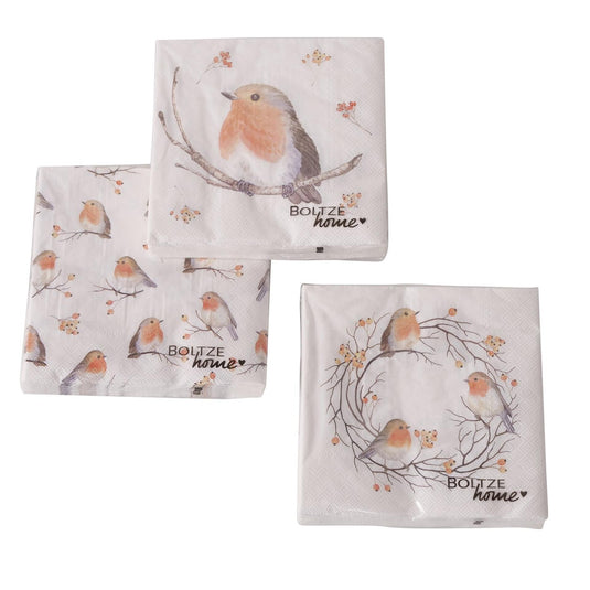 Boltze home servetten ruby roodborst 20-delig papier