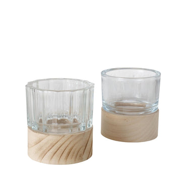 Boltze home windlicht riley glas hout ø9xh10cm