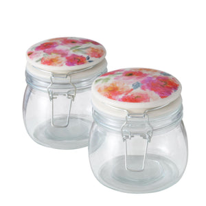 Boltze home voorraadpot glas 450 ml met deksel bloem