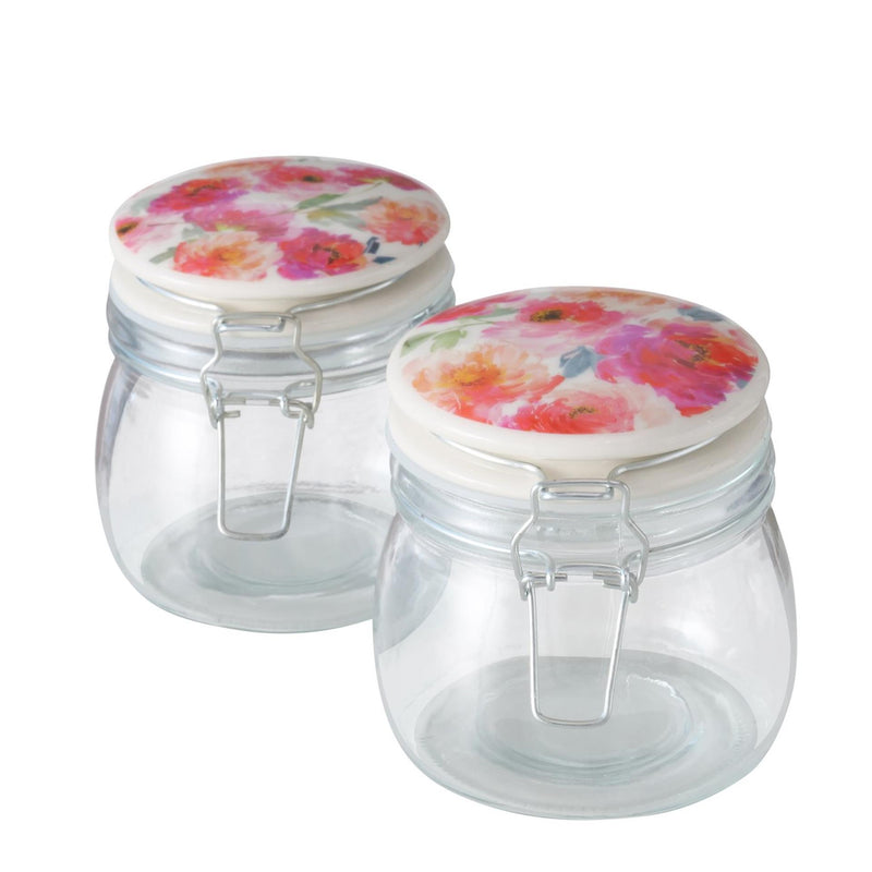 Load image into Gallery viewer, Boltze home voorraadpot glas 450 ml met deksel bloem
