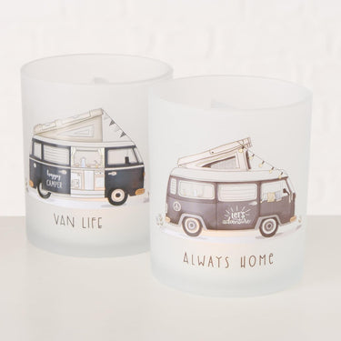 Boltze home theelichthouder glas vanlife-2 delige set groot en klein