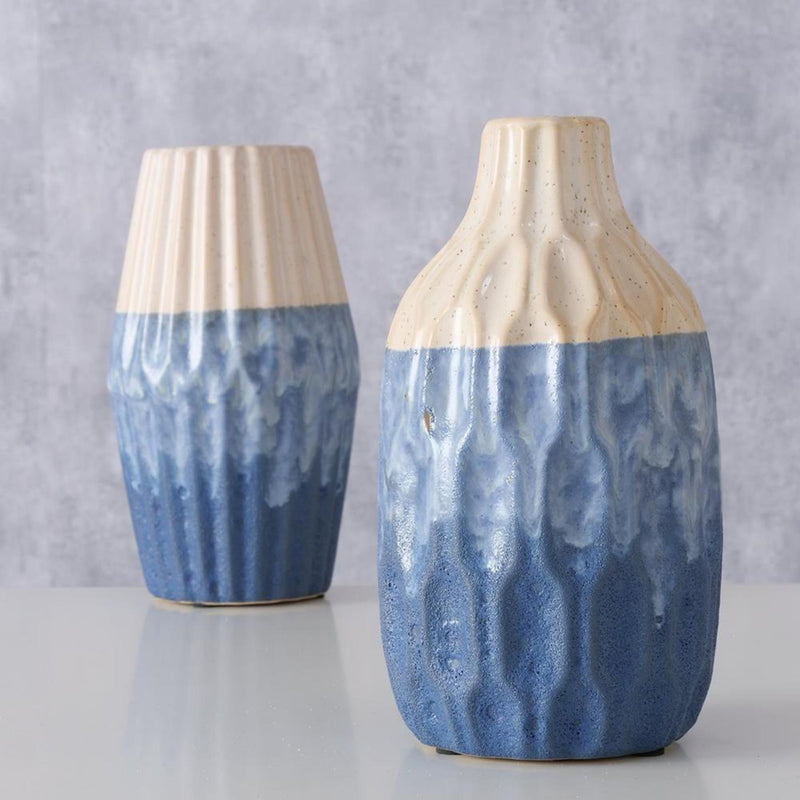 Load image into Gallery viewer, Boltze home vaas aardewerk blauw h21cm 2 assorti
