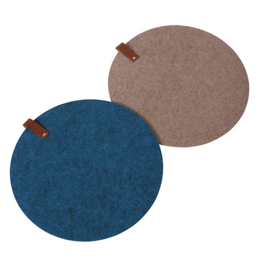Boltze home placemat modena vilt met leren stukje- dia 38cm- verkrijgbaar in bruin of blauw