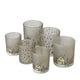 Boltze home theelichthouder glas homewood set a 2 stuks met afbeelding van huisjes- h8,5cm dia 7cm en h10cm dia 9cm