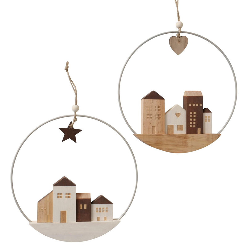 Afbeelding laden in galerijviewer, Boltze home decoratieve hanger met huisjes dia 25cm
