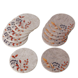 Boltze home onderzetterset vilt met bloemen 6 stuks