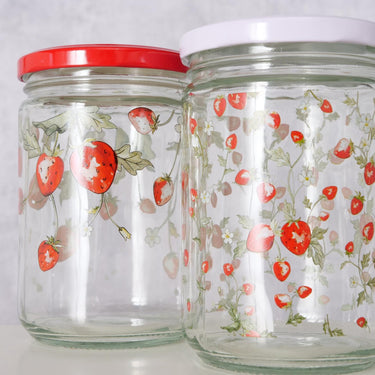 Boltze home voorraadpot 'emily' aardbei glas 500ml dia.9x13cm 2 assorti