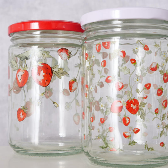 Boltze home voorraadpot 'emily' aardbei glas 500ml dia.9x13cm 2 assorti