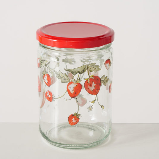 Boltze home voorraadpot 'emily' aardbei glas 500ml dia.9x13cm 2 assorti