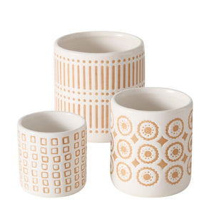Boltze home bloempot set 'idale' 3-delig dolomite dia.9x10cm, dia.7x7cm, dia11x12cm