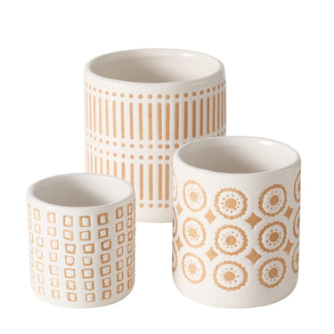Boltze home bloempot set 'idale' 3-delig dolomite dia.9x10cm, dia.7x7cm, dia11x12cm
