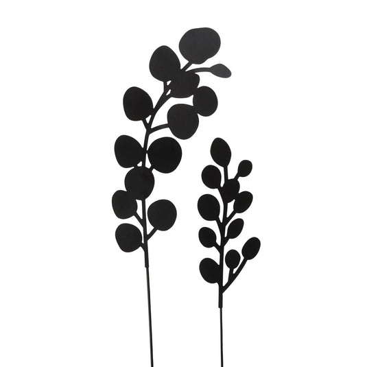 Boltze home tuinsteker 'calypso' 2-delig met blad dessin, zwart ijzer, klein 40cm groot 50cm