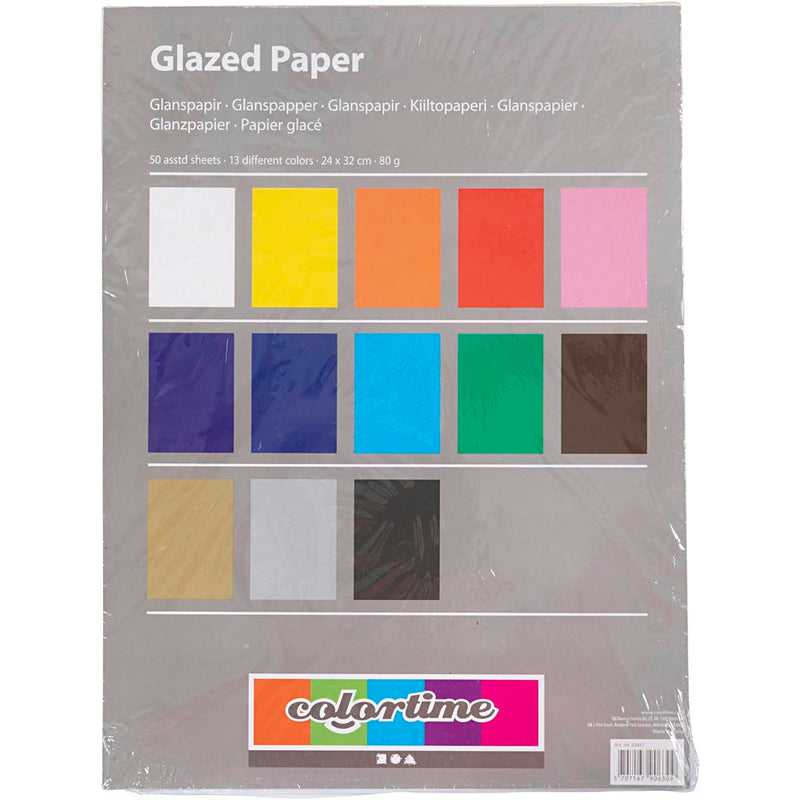 Load image into Gallery viewer, Https: www.cchobby.nl glanspapier-vel-24x32-cm-80-gr-diverse-kleuren-50-vel-1-doos
