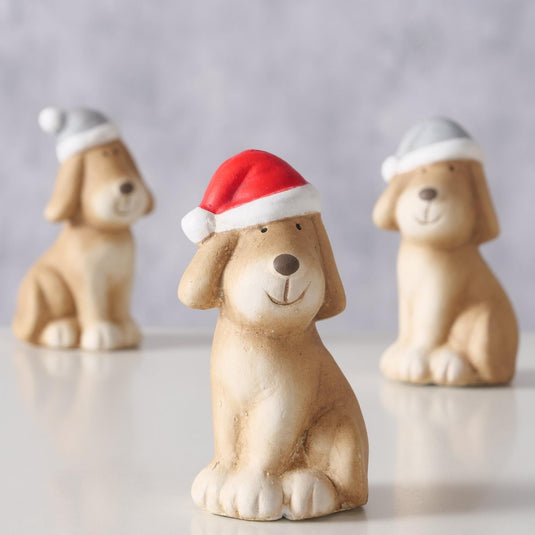 Boltze home beeld kersthond keramiek h7,4cm