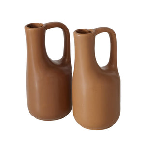 Boltze home vaas mirosa h18,2cm aardewerk lichtbruin bruin