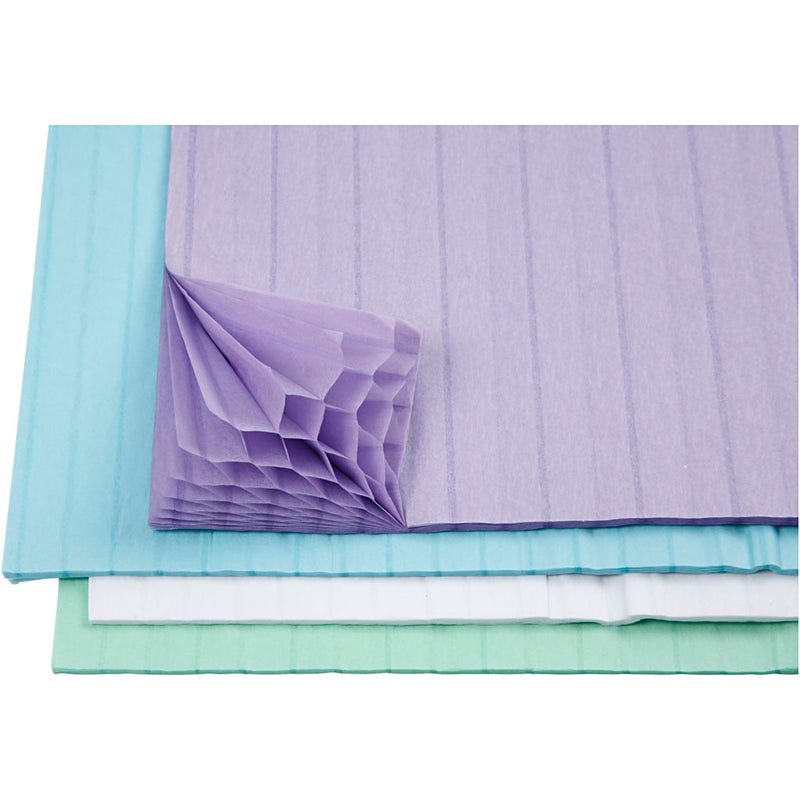 Load image into Gallery viewer, Https: www.cchobby.nl honingraat-papier-vel-28x17-8-cm-lichtblauw-groen-paars-wit-4x2-vel-1-doos
