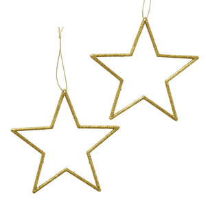 Boltze home kersthanger ster dara 2-delig 12x12cm kunststof glitter
