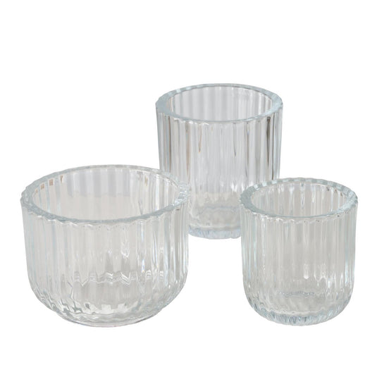 Boltze home theelichthouder glas transparant set a 3