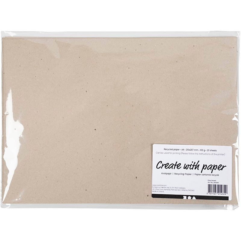 Load image into Gallery viewer, Https: www.cchobby.nl recycled-papier-a4-vel-210x297-mm-100-gr-grijs-bruin-20-vel-1-doos
