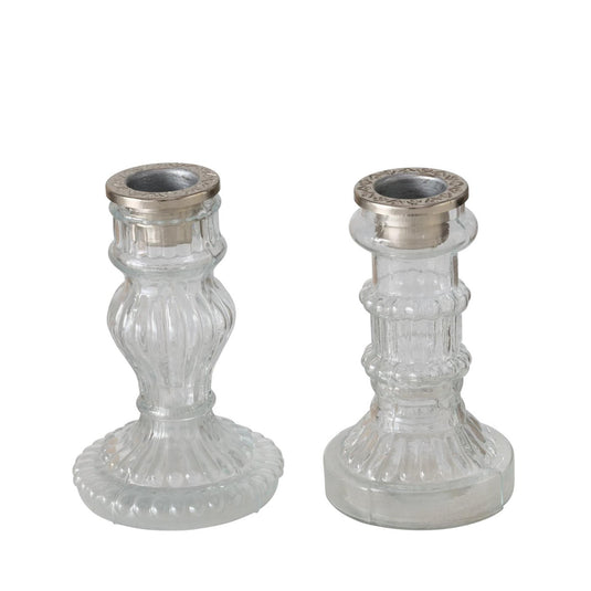 Boltze home kandelaar glas transparant h11,5cm