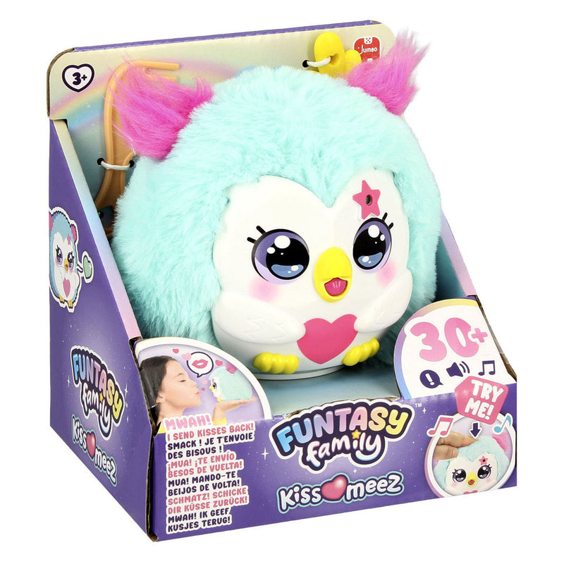 Afbeelding laden in galerijviewer, Funtasy family jumbo kiss-meez uil - interactieve knuffel
