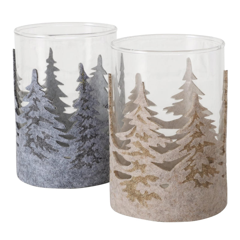 Load image into Gallery viewer, Boltze home theelichthouder glas m. kerstbomen h12cm
