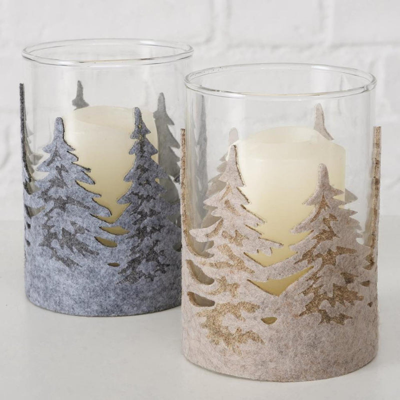 Load image into Gallery viewer, Boltze home theelichthouder glas m. kerstbomen h12cm
