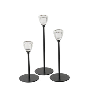 Boltze home kandelaar polus zwart 3-delig ø7xh13,5-17,5-21cm