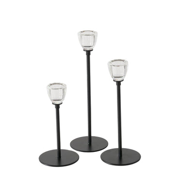 Boltze home kandelaar polus zwart 3-delig ã˜7xh13,5-17,5-21cm