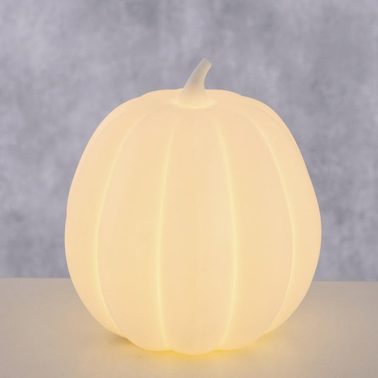 Boltze home beeld pompoen met led aurelo h12cm dolomiet wit
