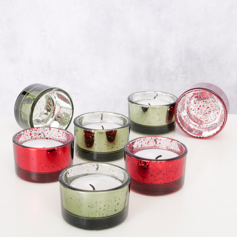 Afbeelding laden in galerijviewer, Boltze home theelichthouder balos 4-delig h3cm groen rood
