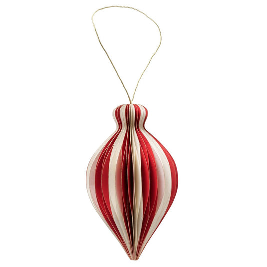 Boltze home kerstbal yorki ovaal ø8cm rood wit papie