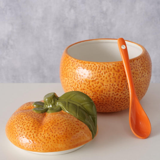Boltze home jampotje sinaasappel met lepel dia13x12cm 480ml van dolomite
