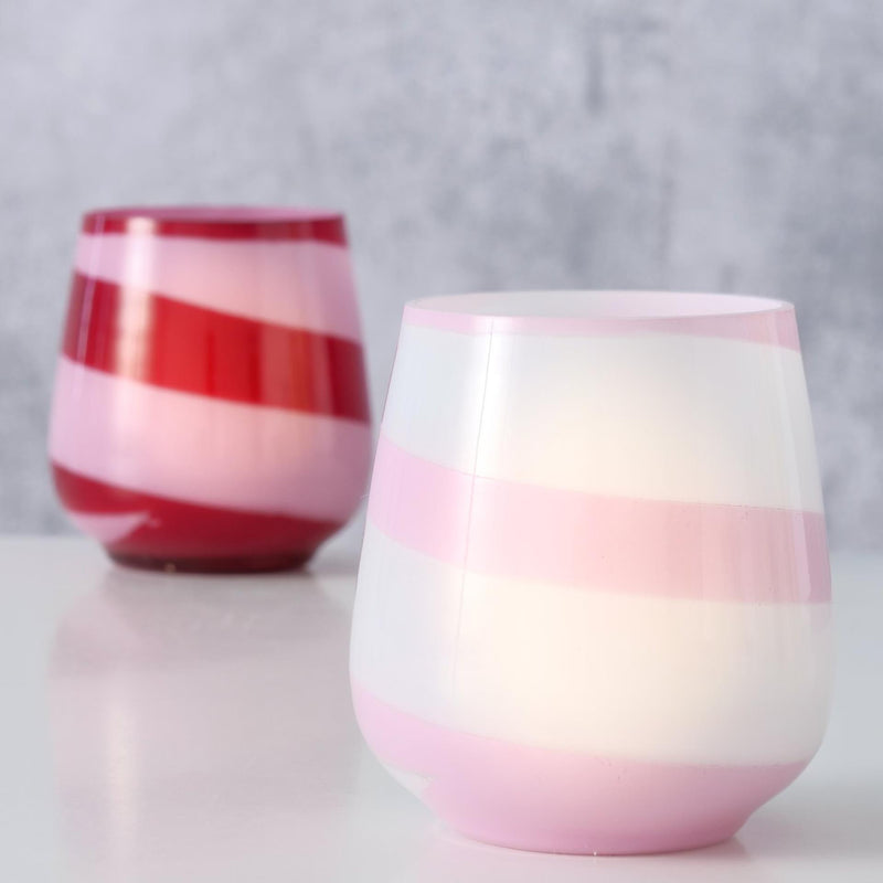 Load image into Gallery viewer, Boltze home windlicht streep roze 8,5cm
