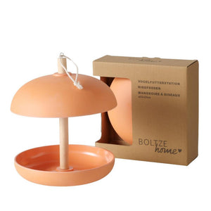 Boltze home vogelvoederhuisje giardino dia21x29cm 200ml bamboe, polyresin en jute oranje