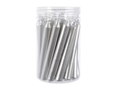 Decoris kerstboomkaarsjes metalic zilver 1,3x10.5 cm 22 stuks in koker
