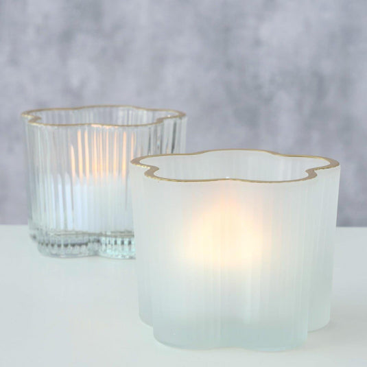 Boltze home waxinelichthouder fiona glas ø7,8x6cm helder wit