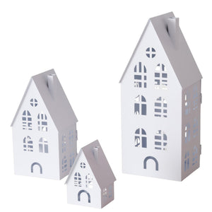 Boltze home lantaarnset dover huis 3-delig l9-13-16,5cm b7,5-10,5-13,5cm h13-24-37cm wit