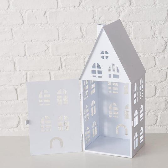 Boltze home lantaarnset dover huis 3-delig l9-13-16,5cm b7,5-10,5-13,5cm h13-24-37cm wit