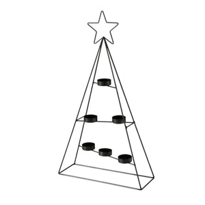 Boltze home theelichthouder kerstboom dabali zwart 29x10x51cm