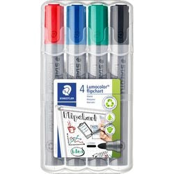 Flipchart marker staedtler lumocolor assorti pak 4 stuks