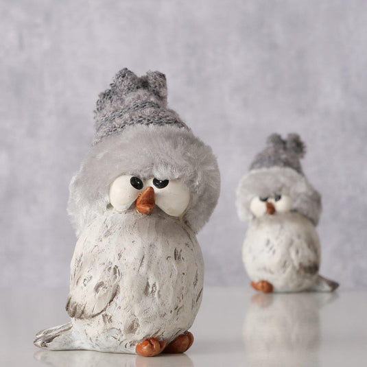 Boltze home figuur vogel jano grijs 6x7,5x12cm 2 assorti