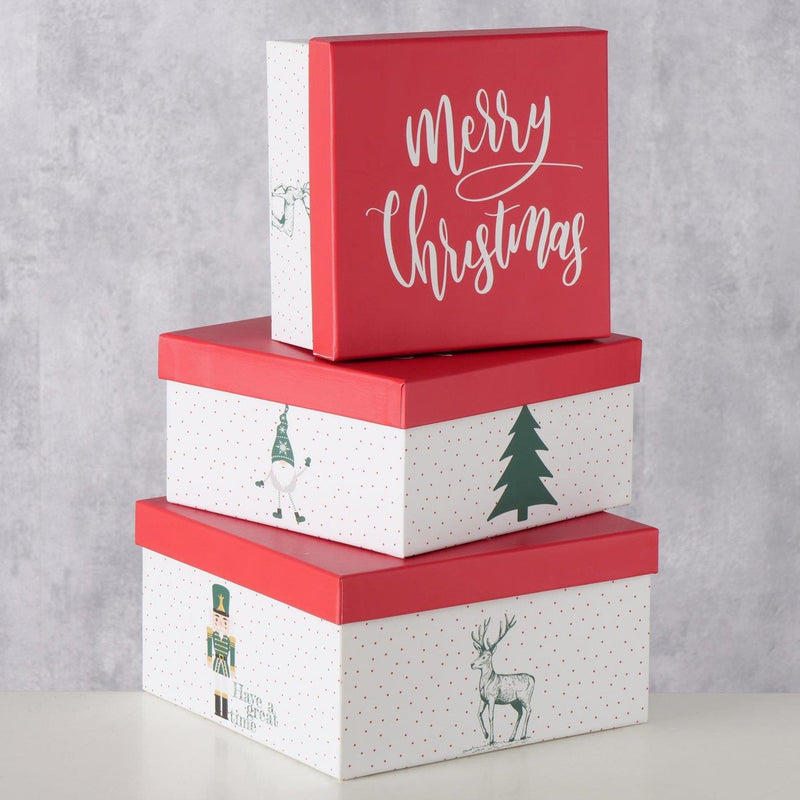 Afbeelding laden in galerijviewer, Boltze home geschenkdozenset chrissy 3-delig vierkant
