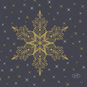 Duni servetten snowstars black 24x24cm