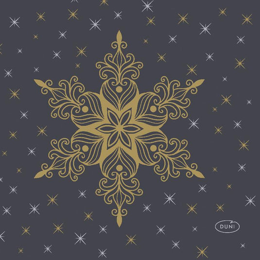 Duni servetten snowstars black 24x24cm
