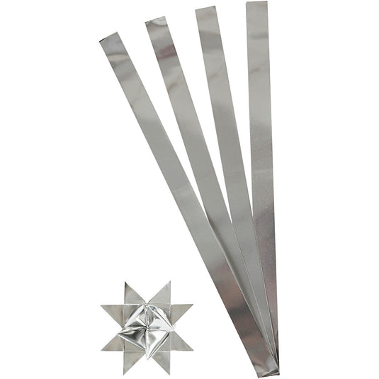 Vlechtstroken, l: 73 cm, b: 25 mm, d 11,5 cm, zilver, 100 stroken 1 doos